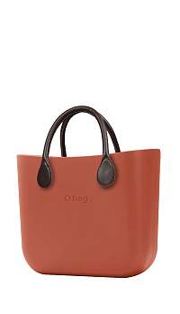 O bag kabelka MINI Terracotta s hnedými krátkymi koženkovými rúčkami