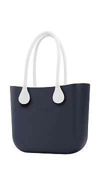 O bag kabelka Navy s bielymi dlhými koženkovými rúčkami