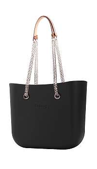 O bag kabelka Nero s retiazkovými rúčkami Cuoio/Silver