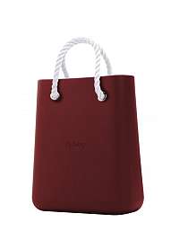 O bag  kabelka O Chic Bordeaux s bielymi krátkymi povrazmi