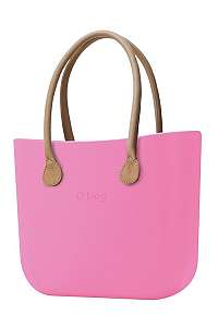 O bag kabelka Pink s dlhými koženkovými rúčkami natural