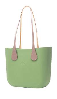 O bag kabelka Pistacchio/Salvia s dlhými koženkovými rúčkami Extra Slim Ecru