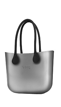 O bag kabelka Silver s čiernymi dlhými koženkovými rúčkami
