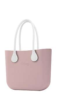 O bag kabelka Smoke Pink s bielymi dlhými koženkovými rúčkami