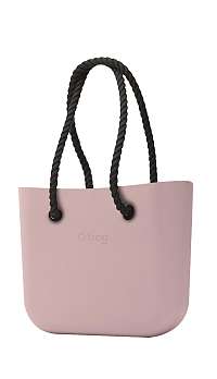 O bag kabelka Smoke Pink s čiernymi povrazovými rúčkami