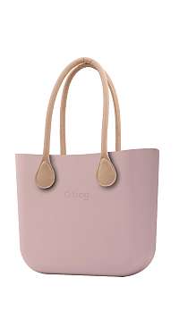 O bag kabelka Smoke Pink s dlhými koženkovými rúčkami natural