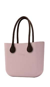 O bag kabelka Smoke Pink s hnedými dlhými koženkovými rúčkami