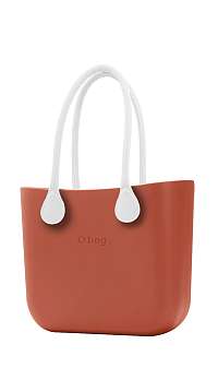 O bag kabelka Terracotta s bielymi dlhými koženkovými rúčkami