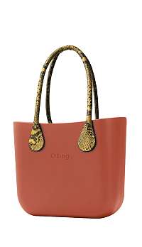 O bag kabelka Terracotta s dlhými žltými koženkovými rúčkami Snake
