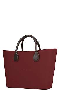 O bag  kabelka Urban Ruby Red s hnedými krátkymi koženkovými rúčkami