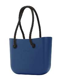 O bag  modrá kabelka MINI Bluette s čiernymi dlhými povrazmi