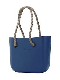O bag  modrá kabelka MINI Bluette s dlhými povrazmi natural