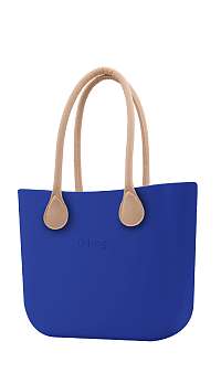 O bag  modré kabelka Blue Maya s dlhými koženkovými rúčkami natural