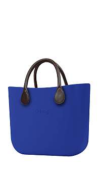 O bag  modré kabelka Blue Maya s hnedými krátkymi koženkovými rúčkami
