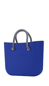 O bag  modré kabelka Blue Maya so sivými krátkymi povrazmi