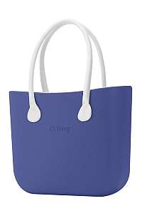 O bag modrá kabelka Cobalto s bielymi dlhými koženkovými rúčkami