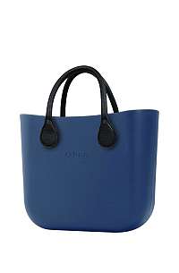 O bag  modré kabelka MINI Bluette s čiernymi krátkymi koženkovými rúčkami