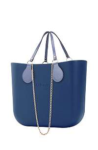 O bag  modré kabelka MINI Bluette s řetízkovým držadlem a modrou koženkou