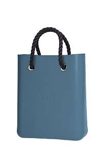 O bag  modré kabelka O Chic Carta Zucchero s čiernymi krátkymi povrazmi