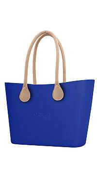 O bag  modré kabelka Urban Blue Maya s dlhými koženkovými rúčkami natural