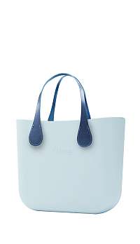 O bag modro-sivá kabelka MINI Polvere s krátkymi koženkovými rúčkami Extra Slim Avio