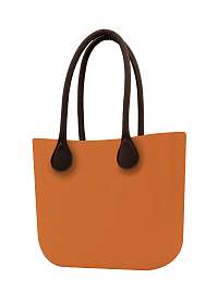 O bag  oranžová kabelka Mattone s hnedými dlhými koženkovými rúčkami