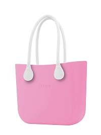 O bag  ružová kabelka MINI Pink s bielymi dlhými koženkovými rúčkami