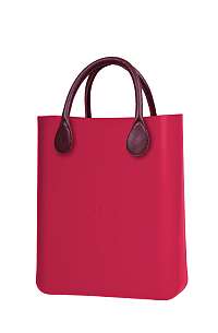 O bag  ružové kabelka O Chic Amaranto s bordovými krátkymi koženkovými držadlami