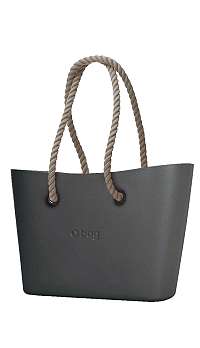 O bag sivá kabelka Urban Grafite s dlhými povrazmi natural