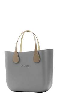 O bag  sivé kabelka MINI Grigio Chairo s krátkymi koženkovými rúčkami Extra Slim Ecru