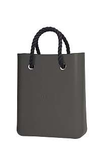 O bag  sivé O Chic Grafite s čiernymi krátkymi povrazmi