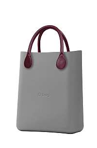 O bag  sivé O Chic Grigio Chairo s bordovými krátkými koženkovými držadly