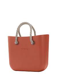 O bag tehlová kabelka Terracotta s krátkymi povrazmi natural