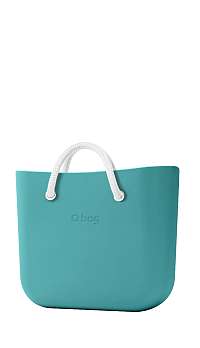 O bag  tyrkysová kabelka Aqua s bielymi krátkymi lanovými rúčkami Latte