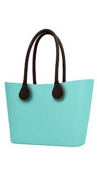 O bag  tyrkysová Urban kabelka Tiffany s hnedými dlhými koženkovými rúčkami