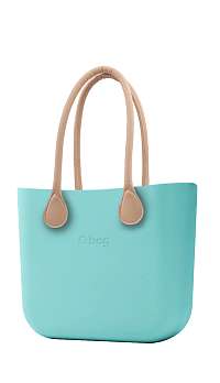 O bag  tyrkysové kabelka MINI Tiffany s dlhými koženkovými rúčkami natural