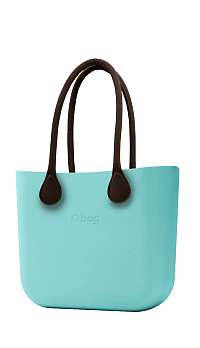 O bag  tyrkysové kabelka MINI Tiffany s hnedými dlhými koženkovými rúčkami