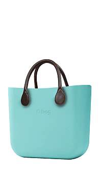 O bag  tyrkysové kabelka MINI Tiffany s hnedými krátkymi koženkovými rúčkami
