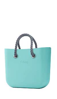 O bag  tyrkysové kabelka MINI Tiffany so sivými krátkymi povrazovými rúčkami