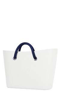 O bag  Urban kabelka Latte s tmavomodrými krátkymi lanovými rúčkami Navy