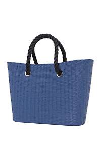 O bag Urban kabelka MINI Cobalto s čiernymi krátkymi povrazmi