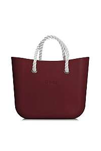 O bag kabelka MINI Bordeaux s bielymi krátkymi povrazmi