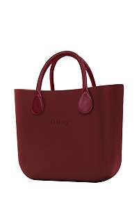 O bag  vínové/bordové kabelka MINI Bordeaux s bordovými krátkymi koženkovými rúčkami
