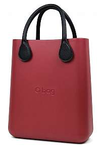 O bag kabelka O Chic Bordeaux s čiernymi krátkymi koženkovými rúčkami