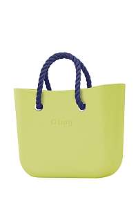 O bag zelená kabelka MINI Lime s tmavomodrými krátkymi povrazmi