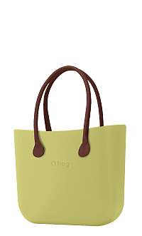 O bag kabelka Celery Green s hnedými dlhými koženkovými rúčkami