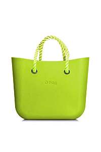 Obag kabelka MINI Green Apple s neónovo žltými krátkymi povrazovými rúčkami