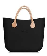 Obag kabelka MINI Nero s krátkymi koženkovými rúčkami natural