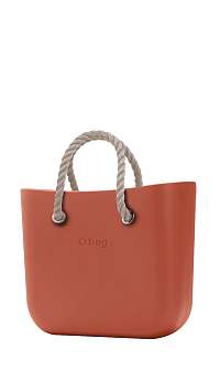 Obag kabelka MINI Terracotta s krátkymi povrazovými rúčkami natural