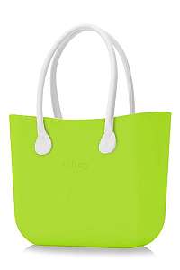 Obagi kabelka Lime s bielymi dlhými koženkovými držadlami